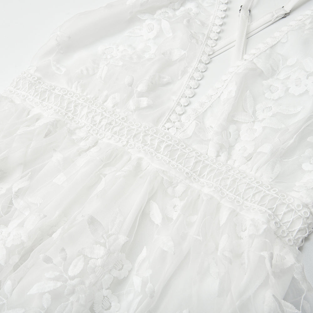Serena | Women’s Embroidered Cocktail Dress – Elegant Lace Mesh for Weddings & Events