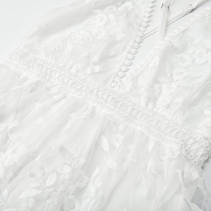 Serena | Women’s Embroidered Cocktail Dress – Elegant Lace Mesh for Weddings & Events
